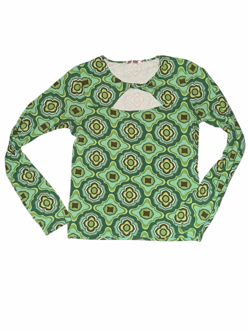 Esqualo Seventies Print Keyhole Fitted Blouse Medium